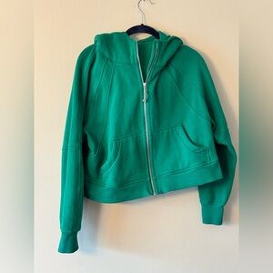 Euc lululemon cropped  scuba zip hoodie green medium large m/l